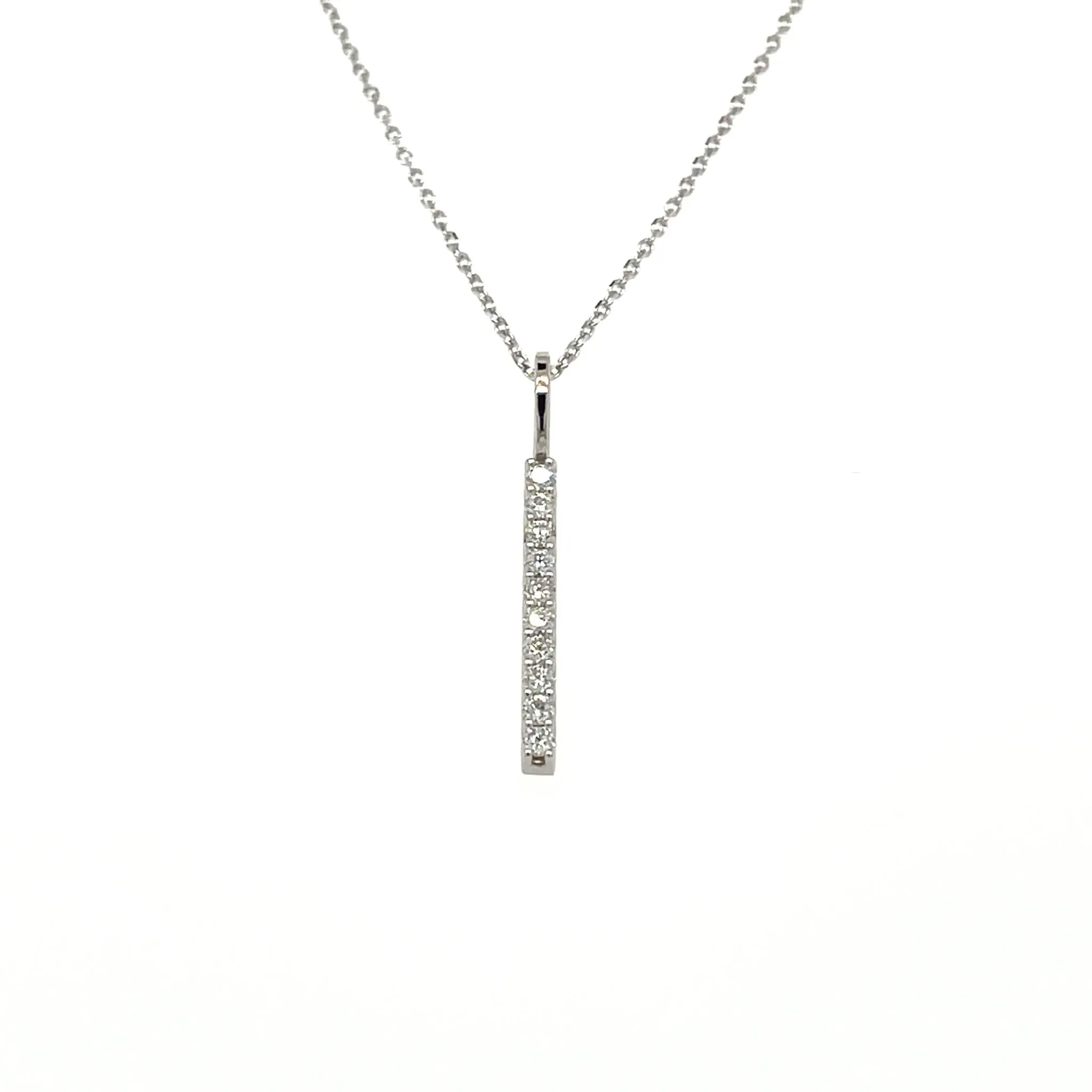 14K Diamond Vertical Bar Necklace - Lab Grown or Natural Diamonds