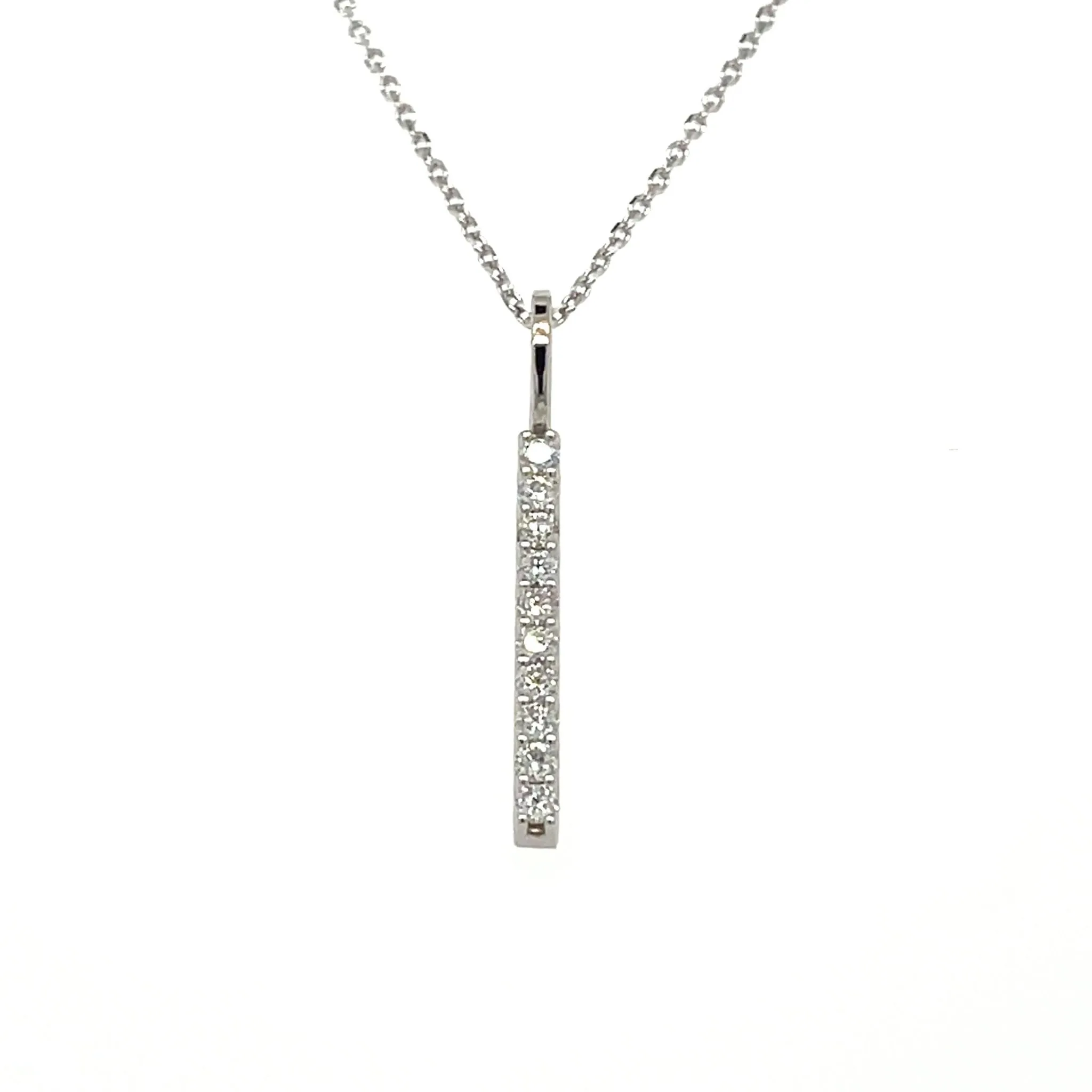 14K Diamond Vertical Bar Necklace - Lab Grown or Natural Diamonds