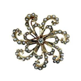 14KT Y/G Pearl Flower Pendent