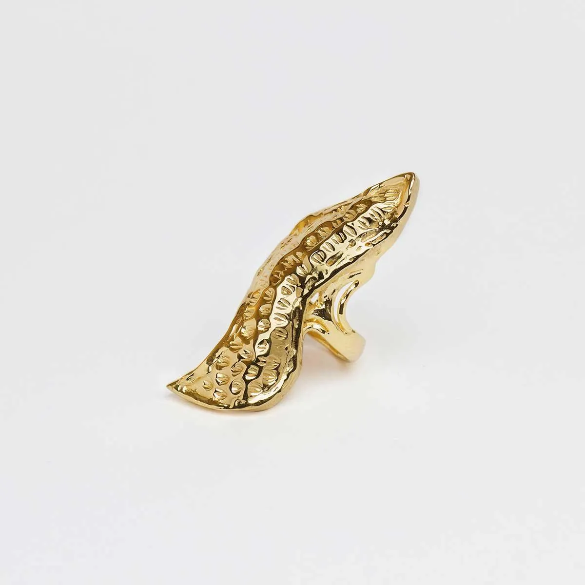 18k Gold Plated Textured Peanut Ring