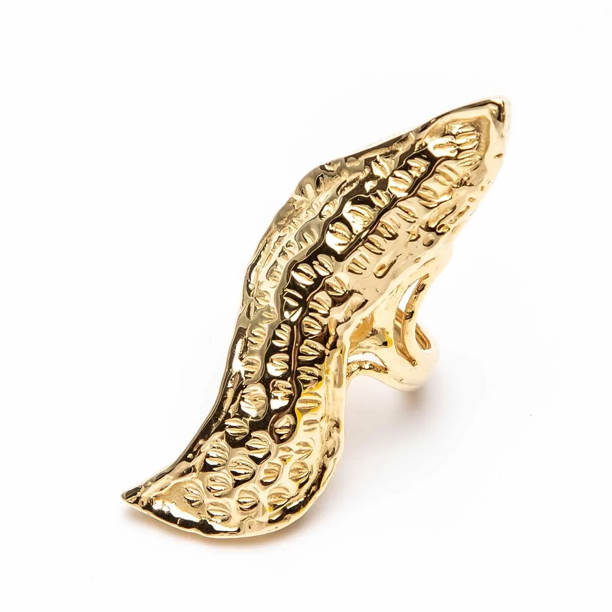 18k Gold Plated Textured Peanut Ring