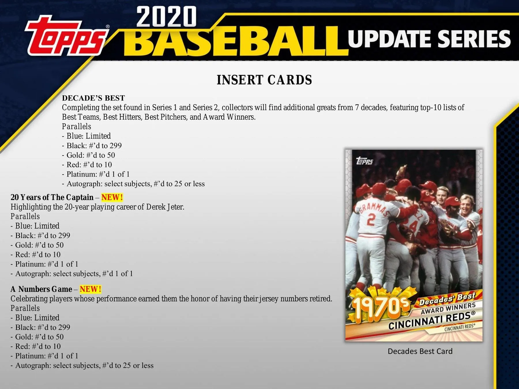 2020 Topps Update Series Baseball Hobby Jumbo Box 10 Packs Per Box, 46 Cards Per Pack