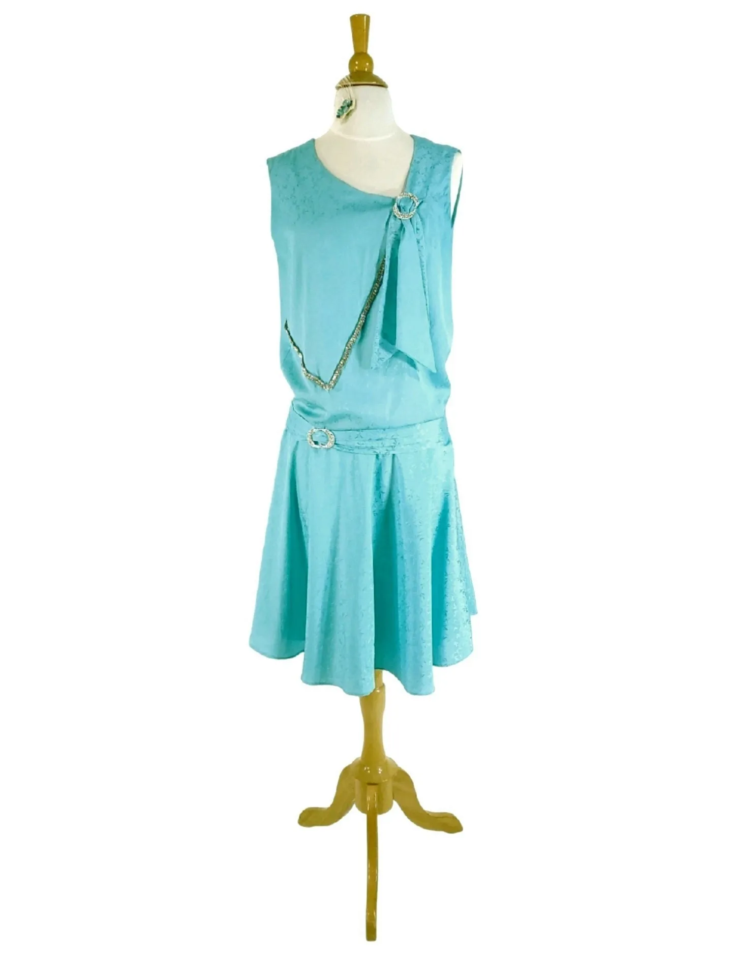 20s Style Flapper Costume in Aqua Blue - sm