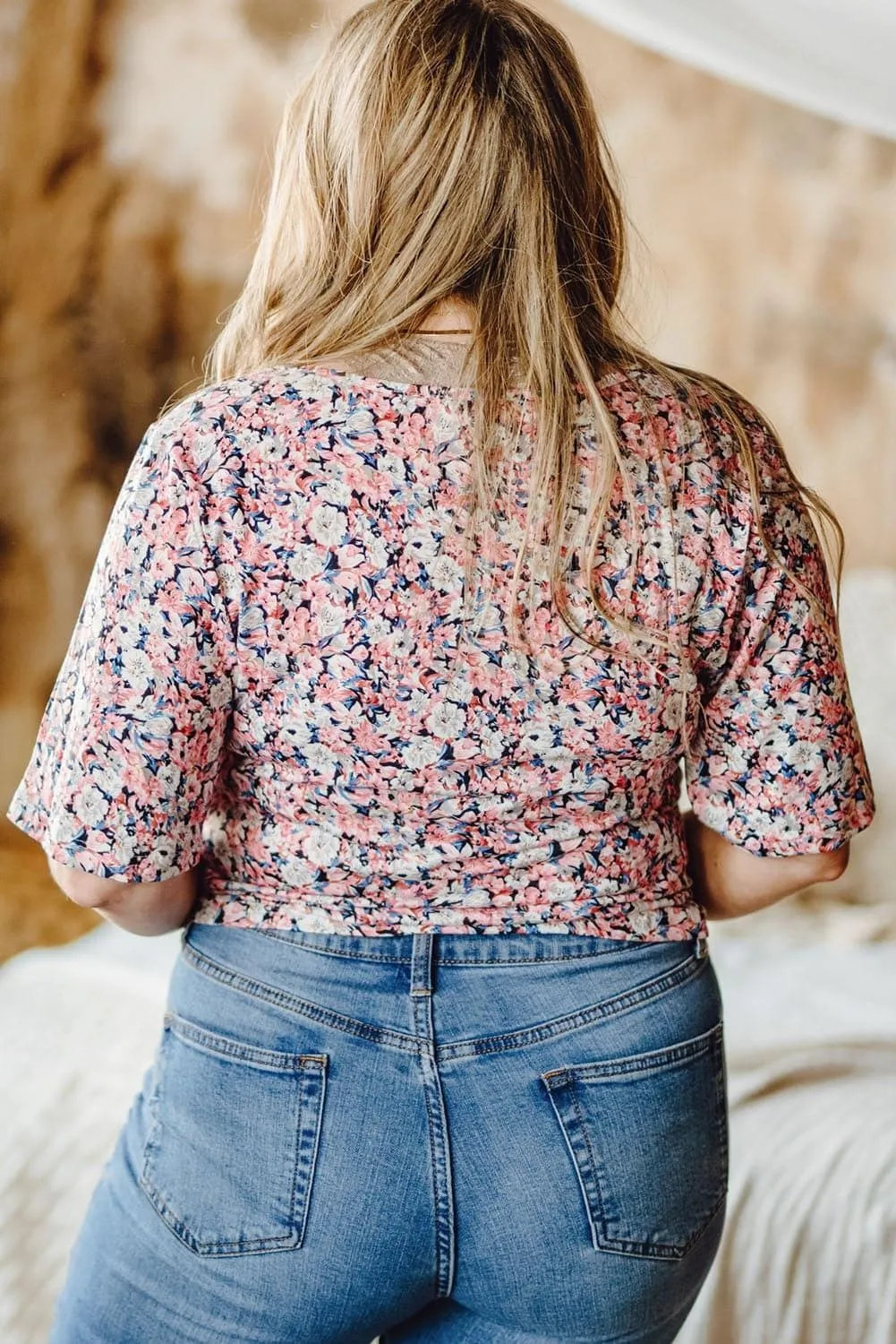 Abigail PLUS Size Floral Drawstring Detail Blouse