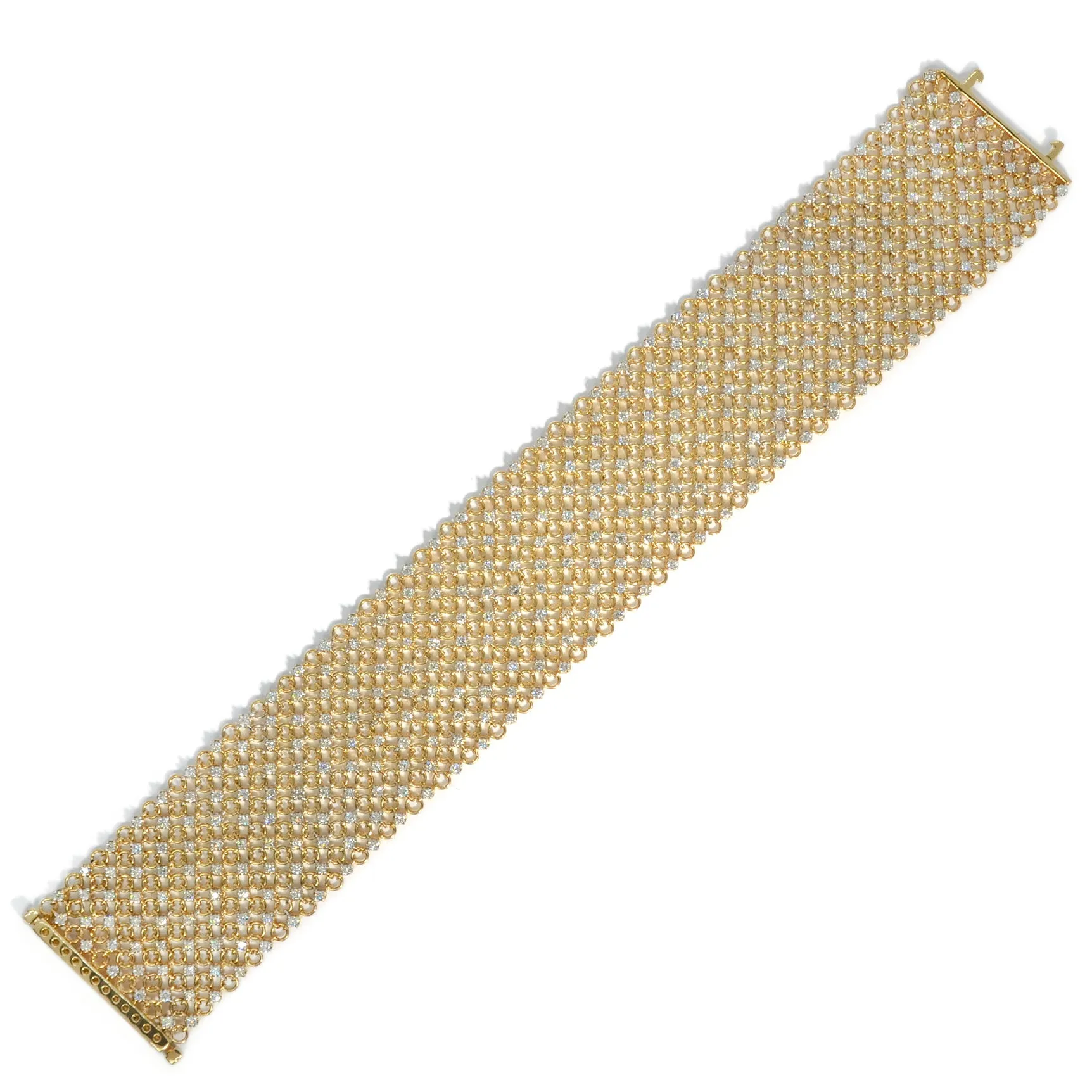 AFJ Diamond Collection - Mesh Bracelet with Diamonds, Yellow Gold