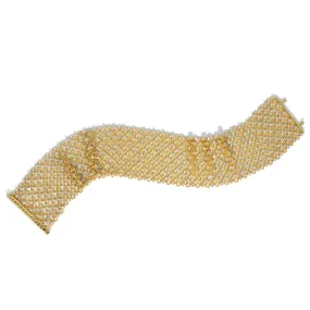 AFJ Diamond Collection - Mesh Bracelet with Diamonds, Yellow Gold