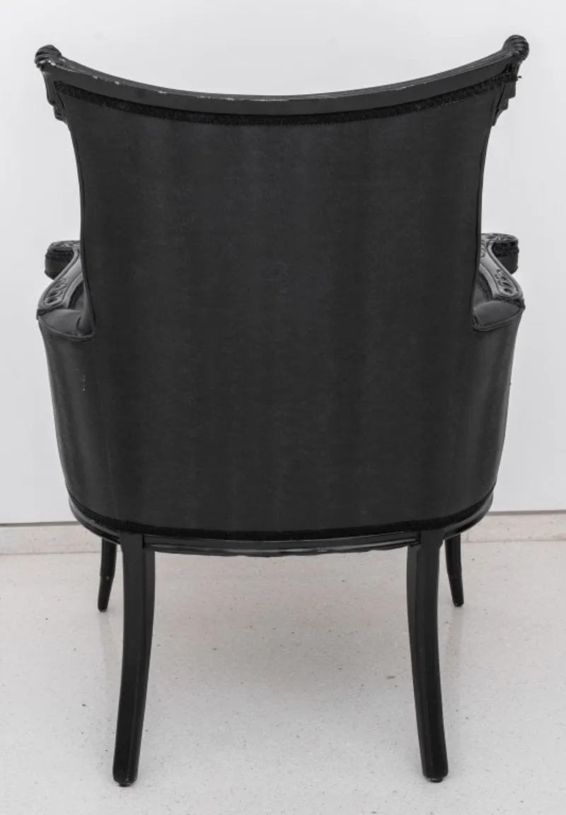 Art Nouveau Revival Ebonized Upholstered Armchair