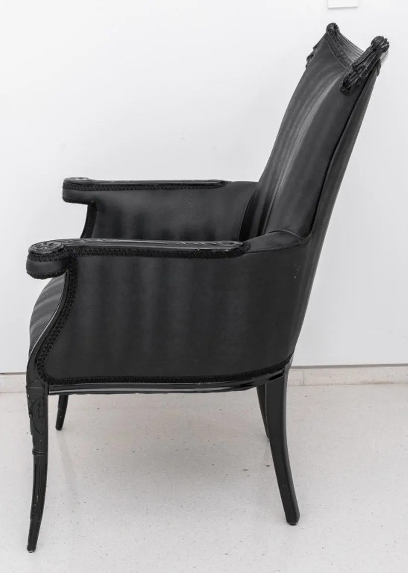 Art Nouveau Revival Ebonized Upholstered Armchair