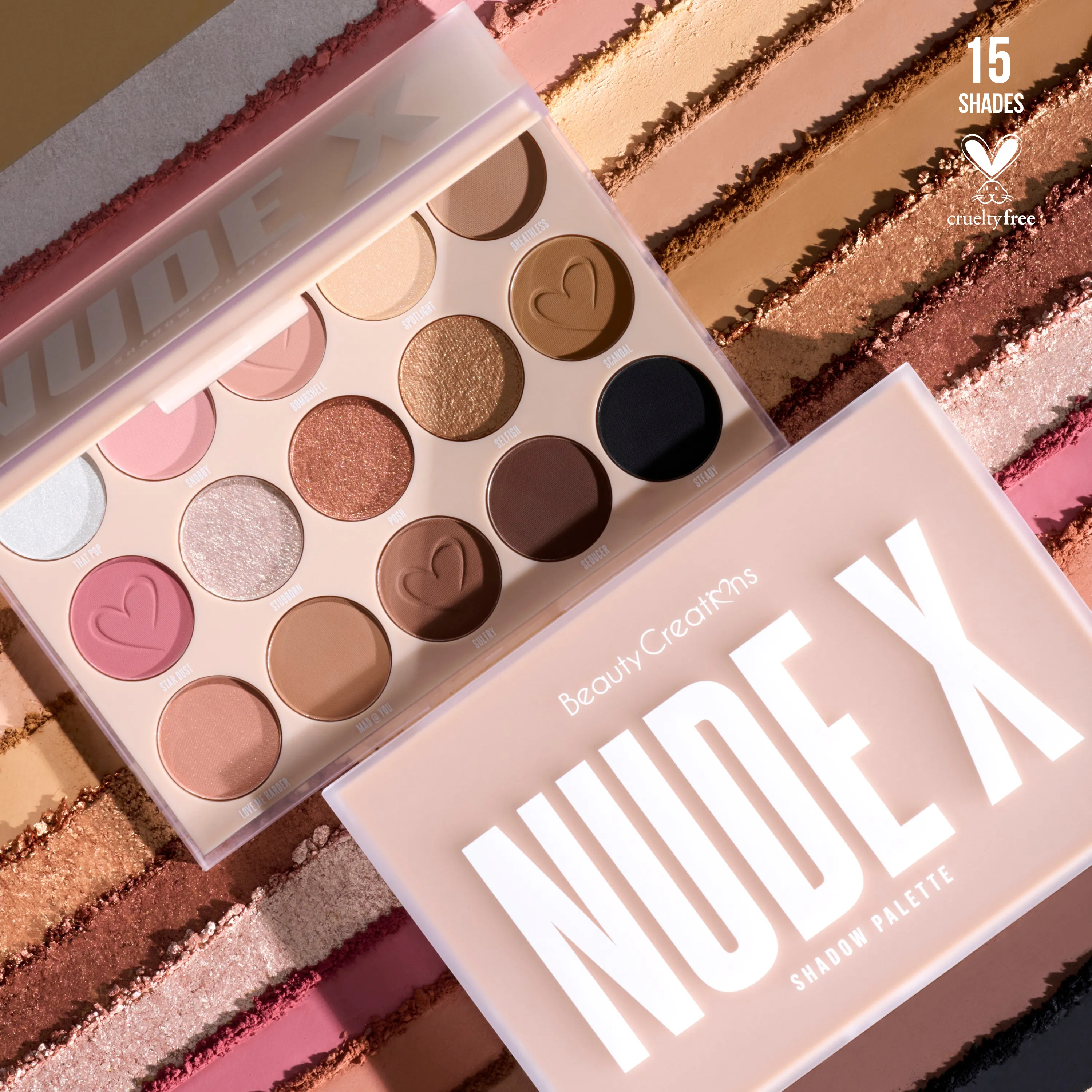 BEAUTYCREATIONS Nude X Paleta de Sombras 15 Tonos