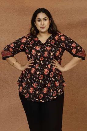 Black Luxe Floral Plus Size Top