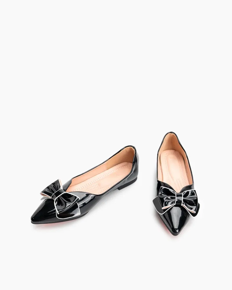 Bowknot Pointed Toe Flat Loafers