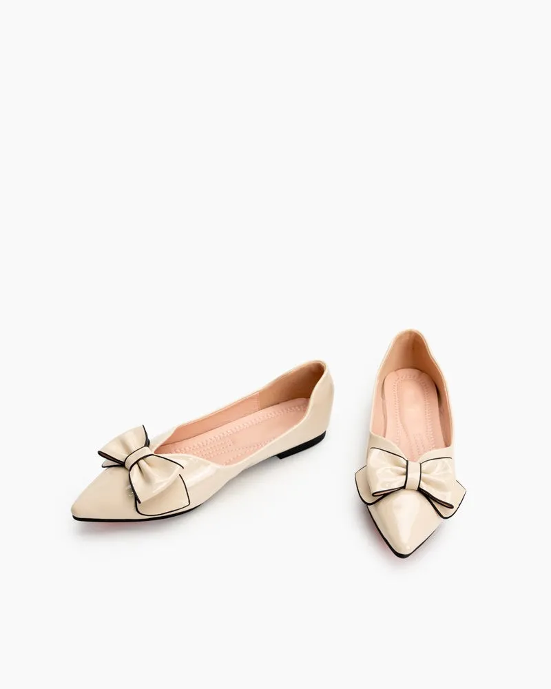 Bowknot Pointed Toe Flat Loafers