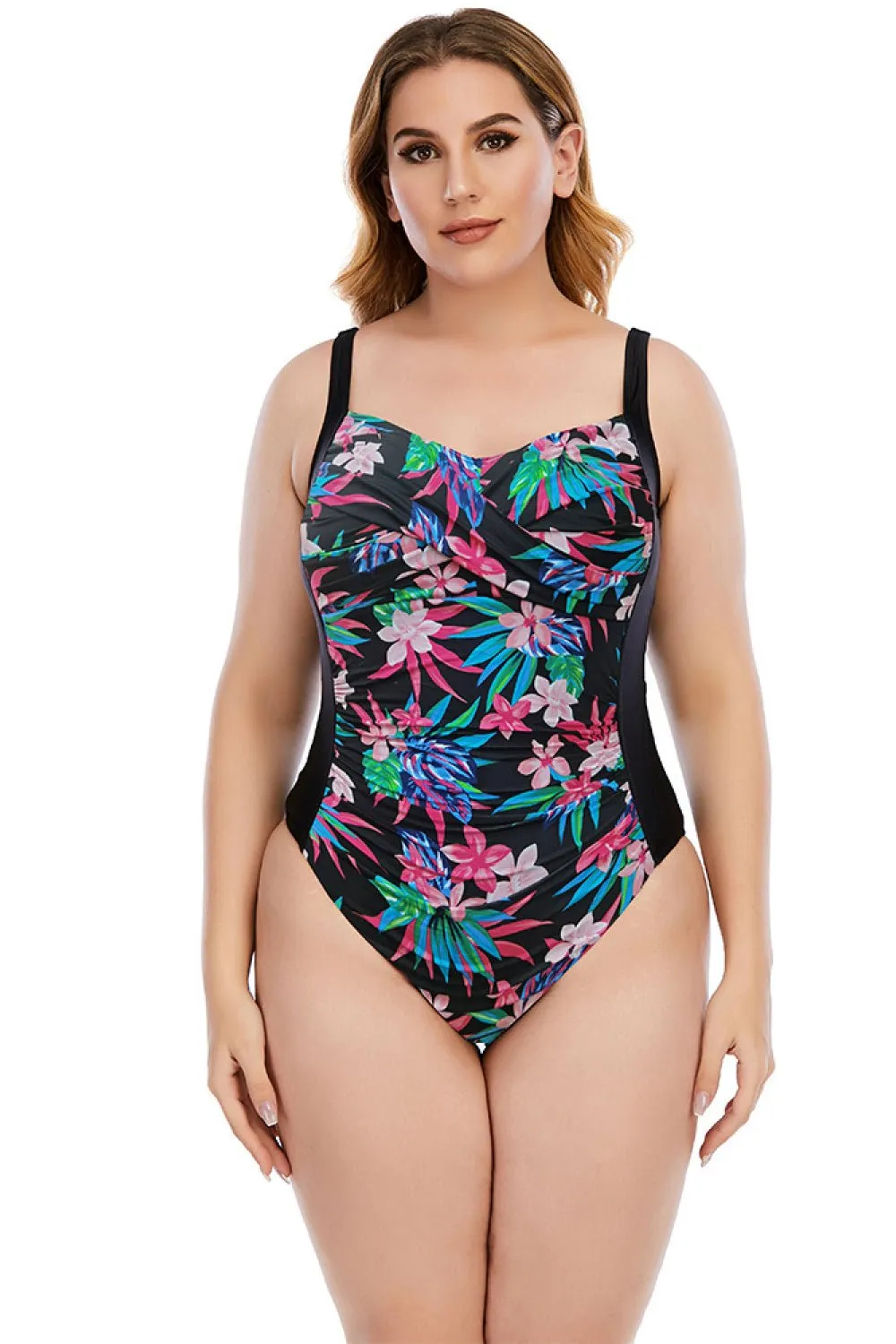 Carol Floral Crisscross Einteiler Plus Size Badeanzug