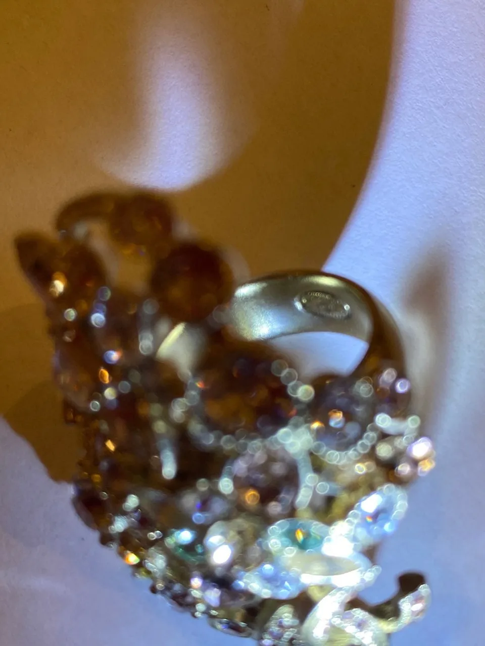 Chanel 16C Rare ‘Fairy Bouquet’ crystal CC Ring Size 5 1/4