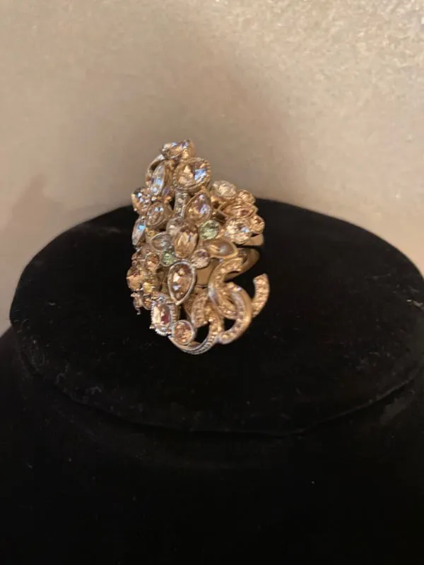 Chanel 16C Rare ‘Fairy Bouquet’ crystal CC Ring Size 5 1/4