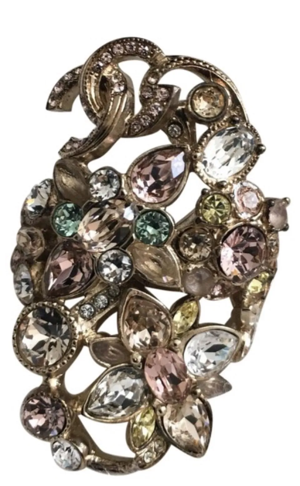 Chanel 16C Rare ‘Fairy Bouquet’ crystal CC Ring Size 5 1/4