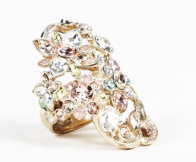 Chanel 16C Rare ‘Fairy Bouquet’ crystal CC Ring Size 5 1/4