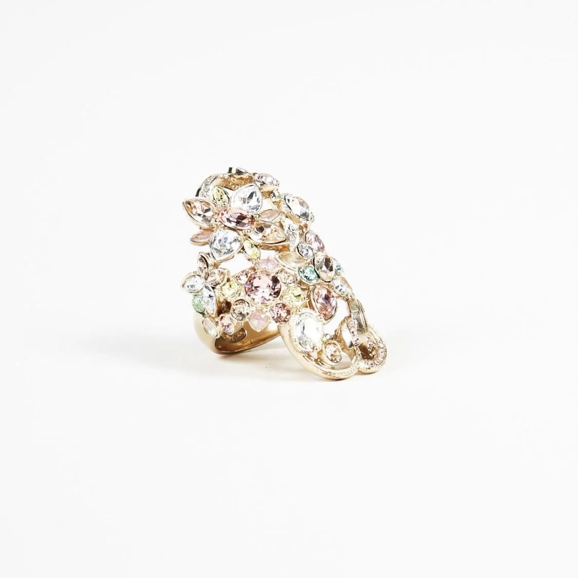 Chanel 16C Rare ‘Fairy Bouquet’ crystal CC Ring Size 5 1/4