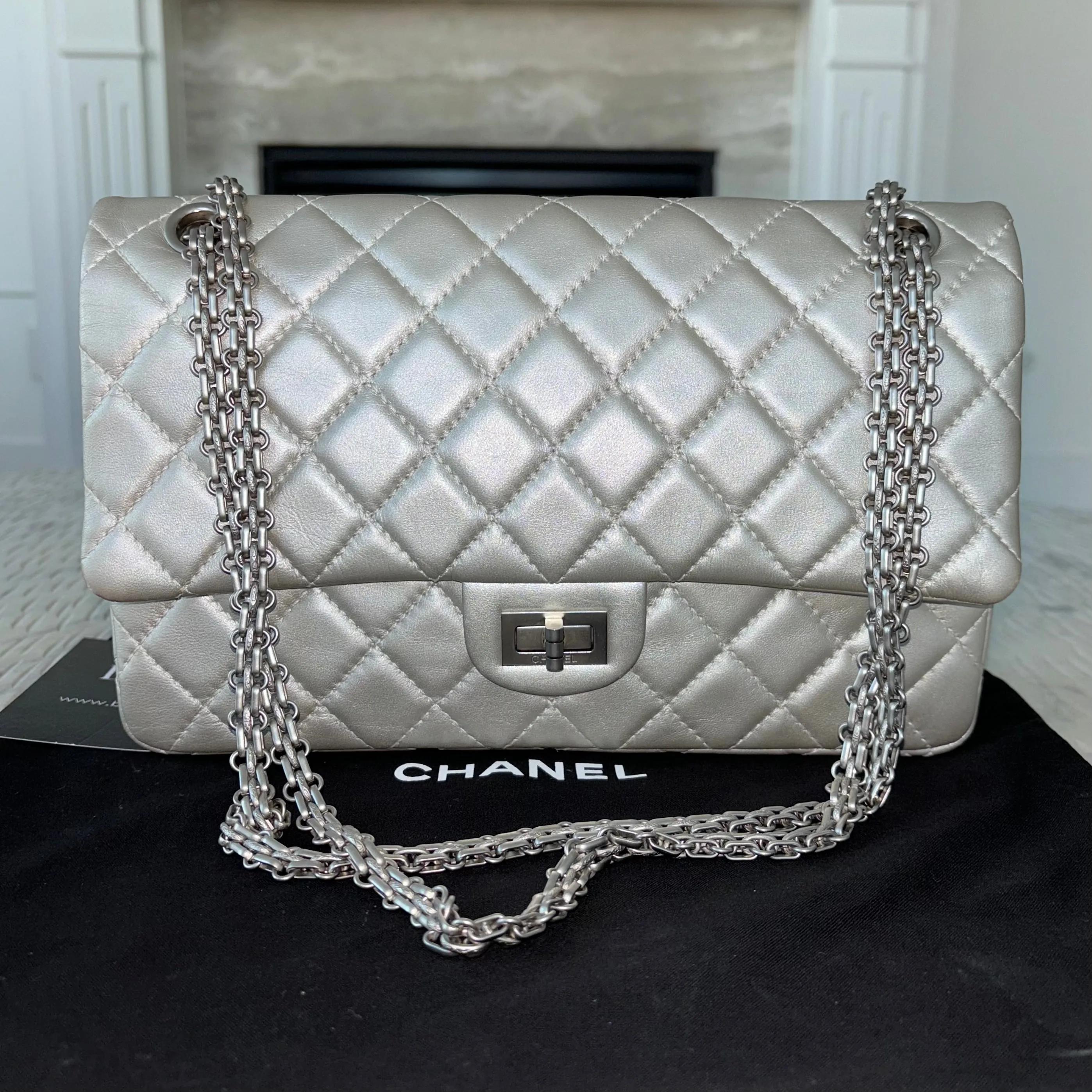 Chanel 2.55 Reissue 226 Silver Flap Bag