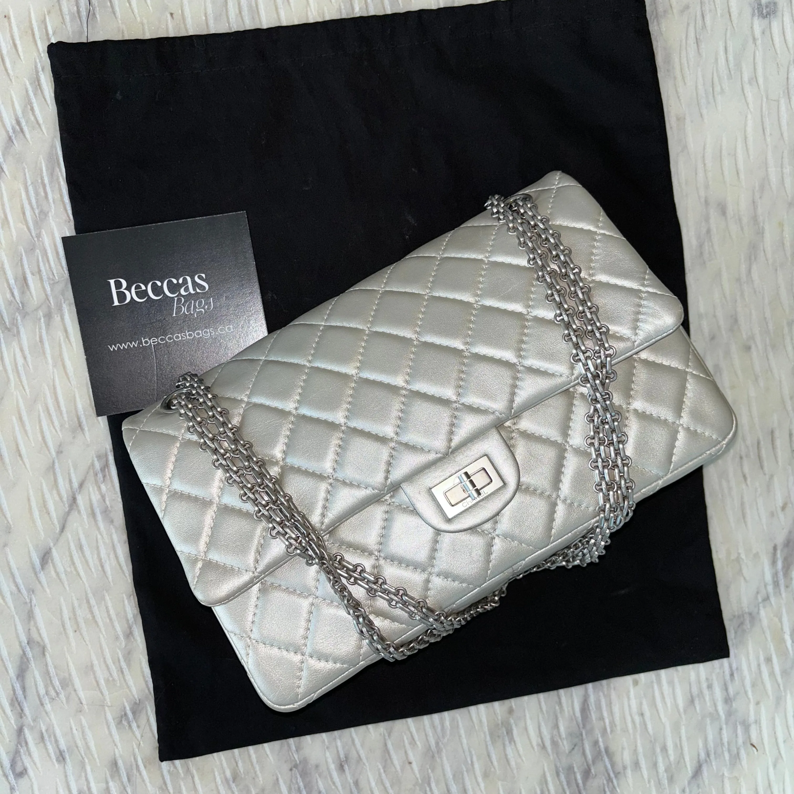 Chanel 2.55 Reissue 226 Silver Flap Bag