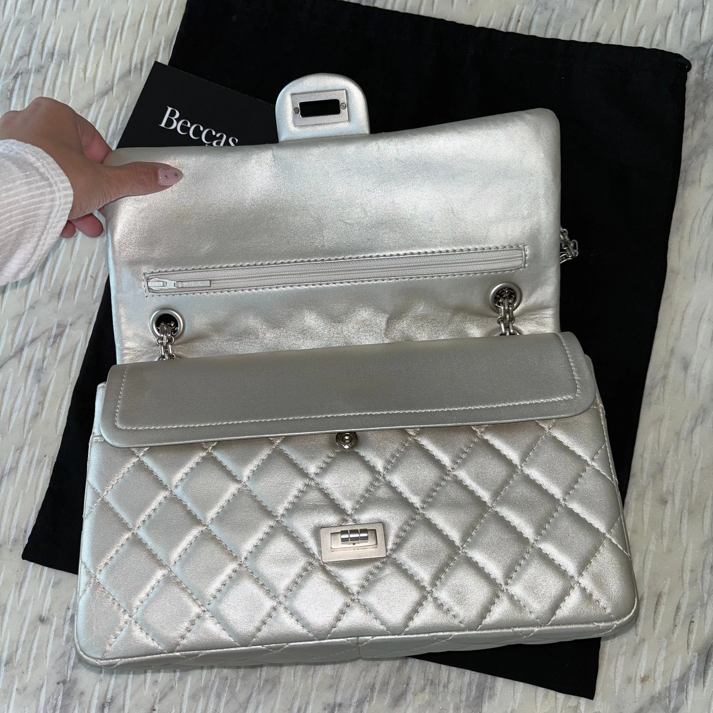 Chanel 2.55 Reissue 226 Silver Flap Bag