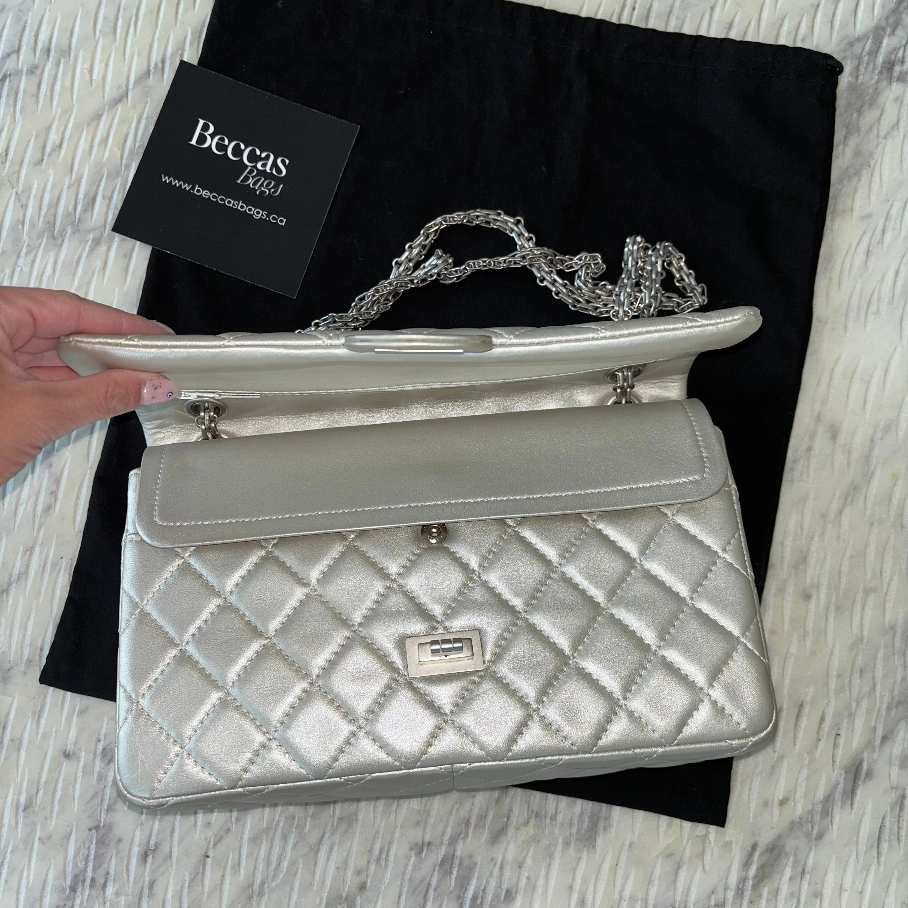 Chanel 2.55 Reissue 226 Silver Flap Bag