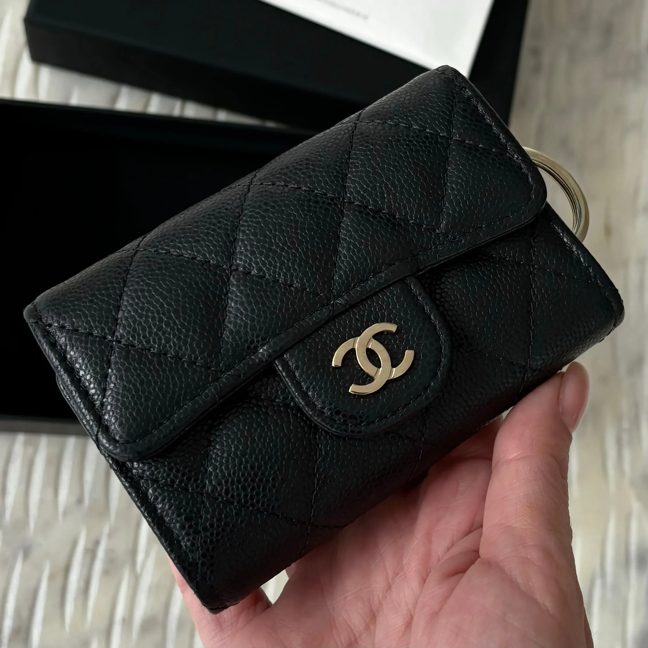 Chanel Caviar Black Key Card Holder