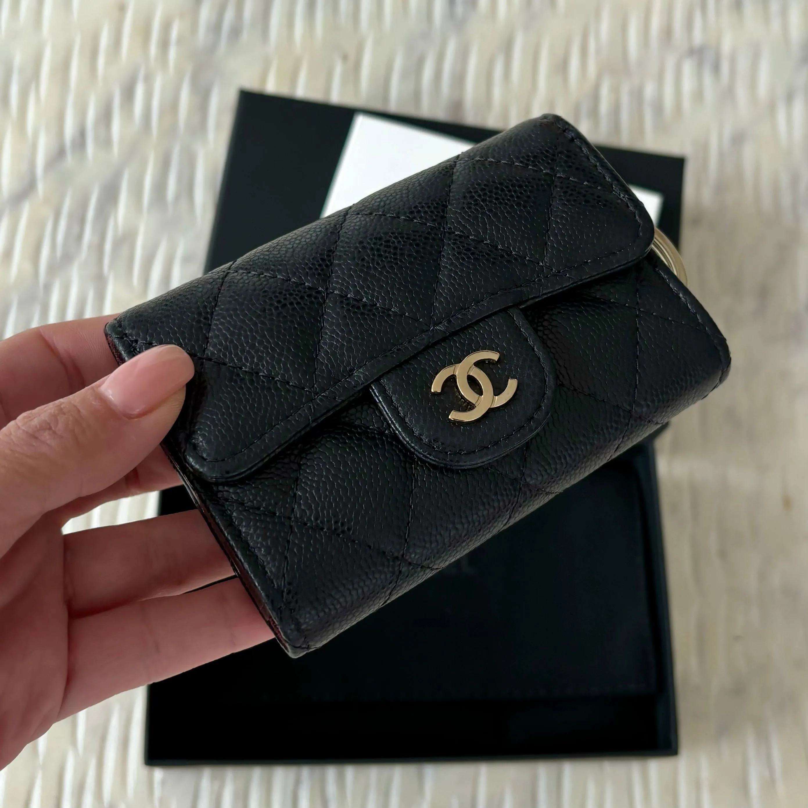 Chanel Caviar Black Key Card Holder