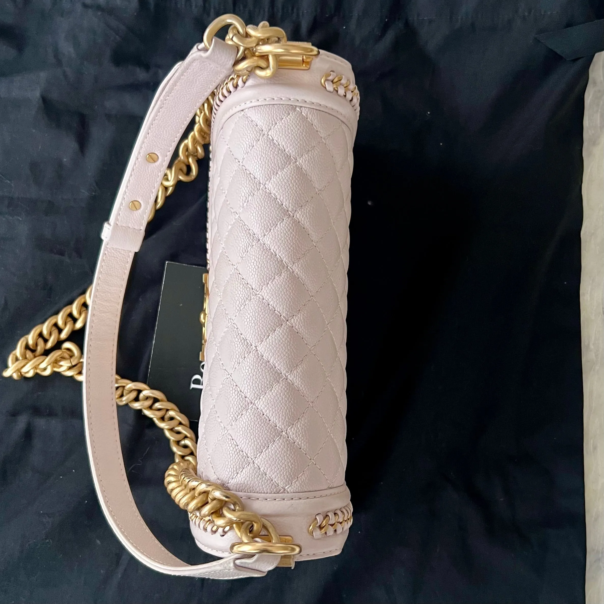 CHANEL Caviar Quilted Chain Around Medium Boy Flap Light purple