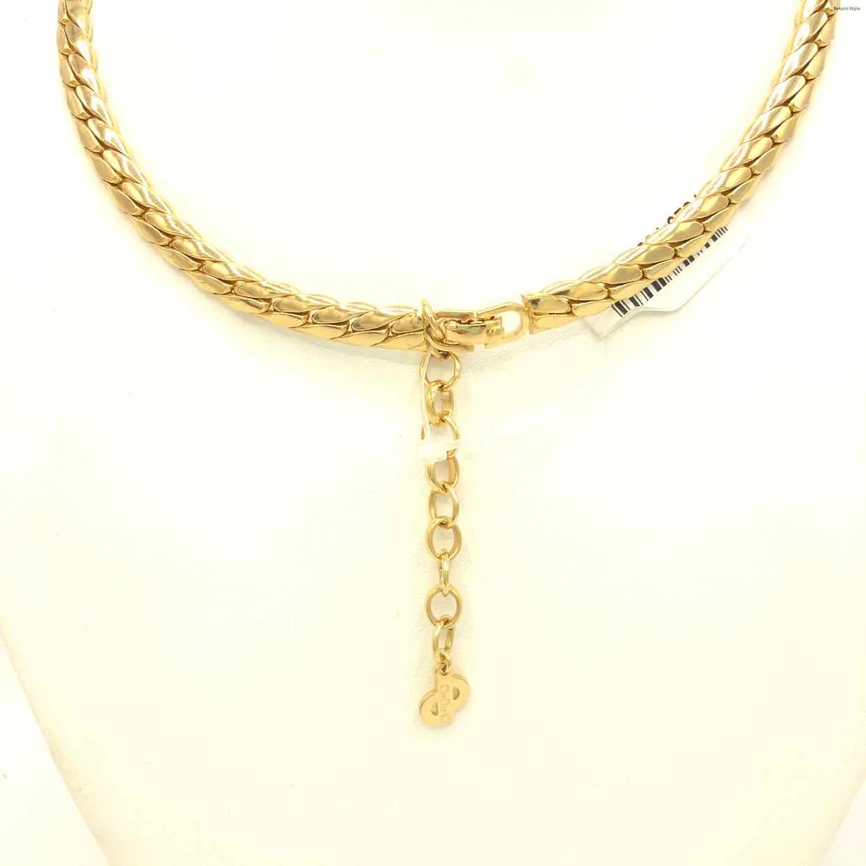 CHRISTIAN DIOR Gold Black Vintage Enamel Necklace