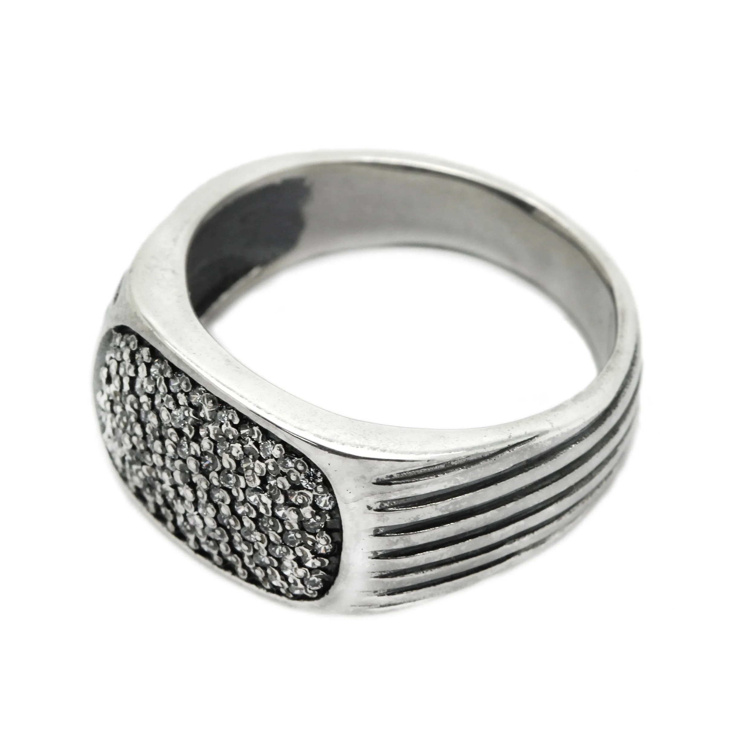 Classic Men's Signet Silver 925 with Pave Zircons