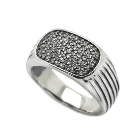 Classic Men's Signet Silver 925 with Pave Zircons