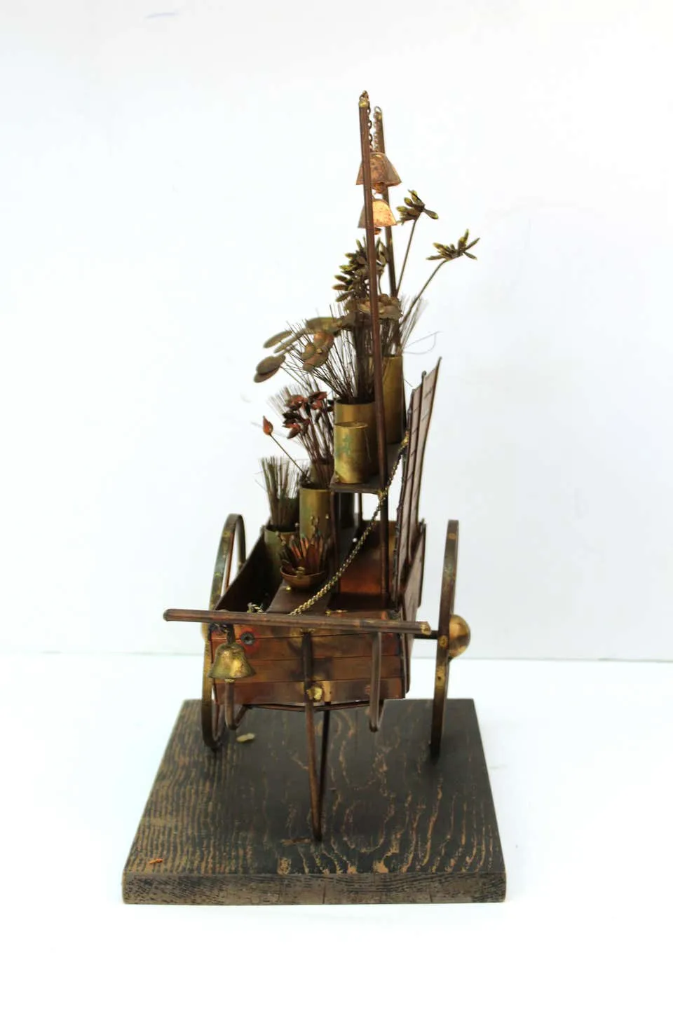 Curtis Jere Mid-Century Modern Flower Cart Sculpture