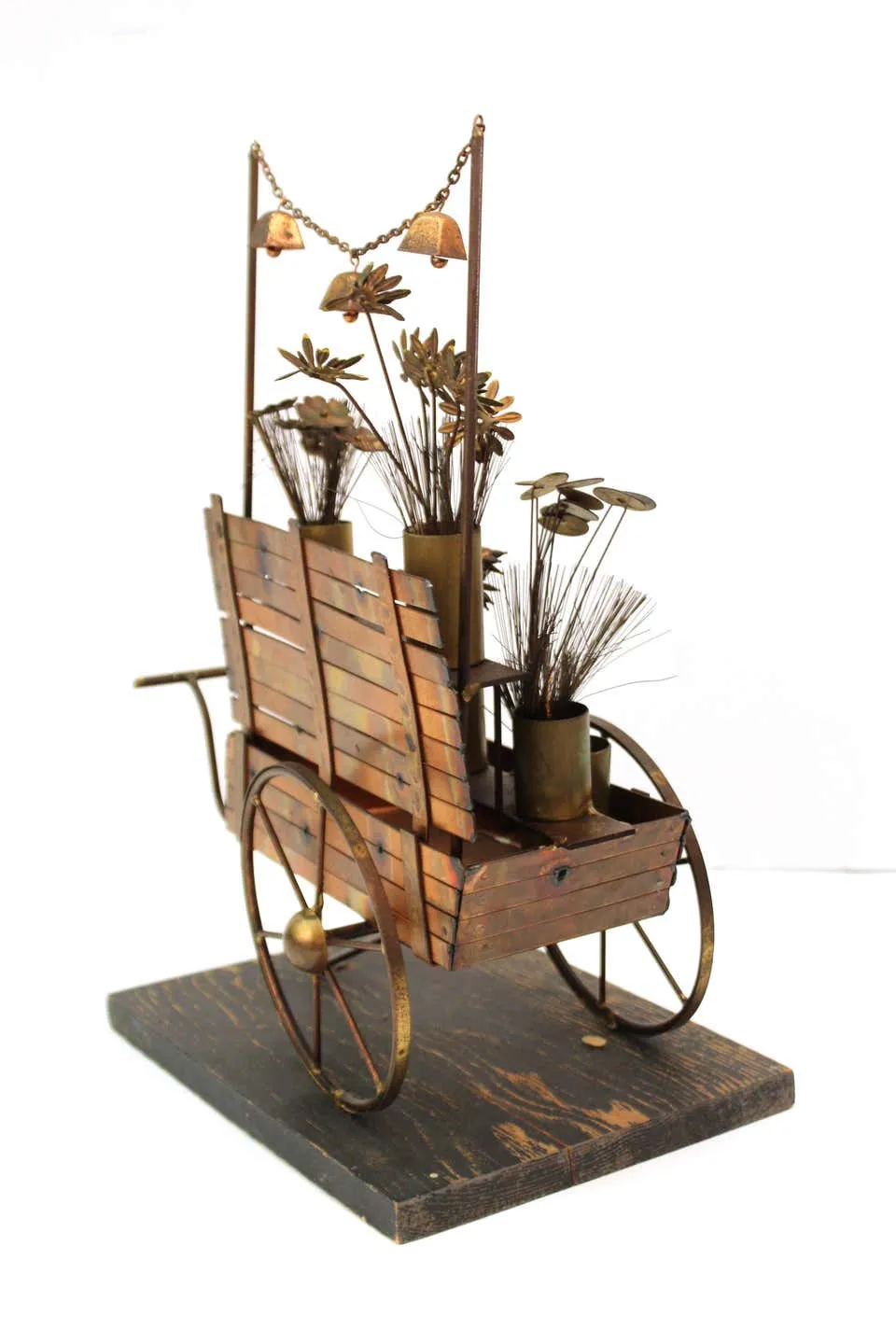 Curtis Jere Mid-Century Modern Flower Cart Sculpture