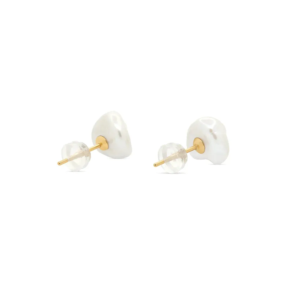 Dainty Baroque Pearl Earrings in 14K Gold over Sterling Silver