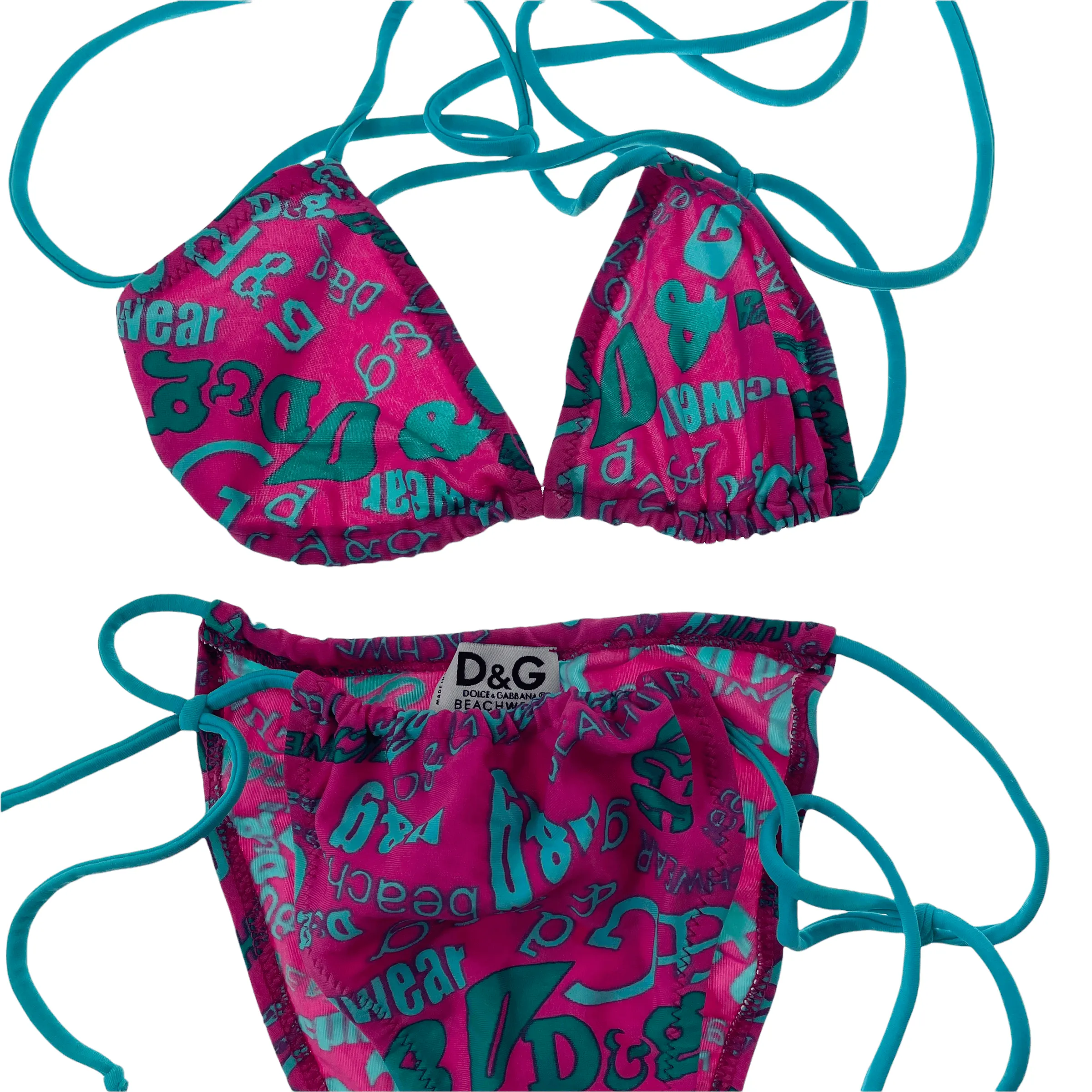 Dolce and Gabbana all over print logo bikini women’s size S