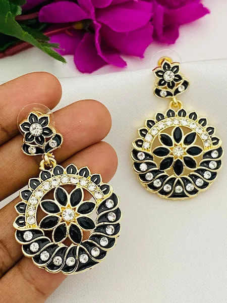 Elegant Gold Plated Kundan Dangler Earrings