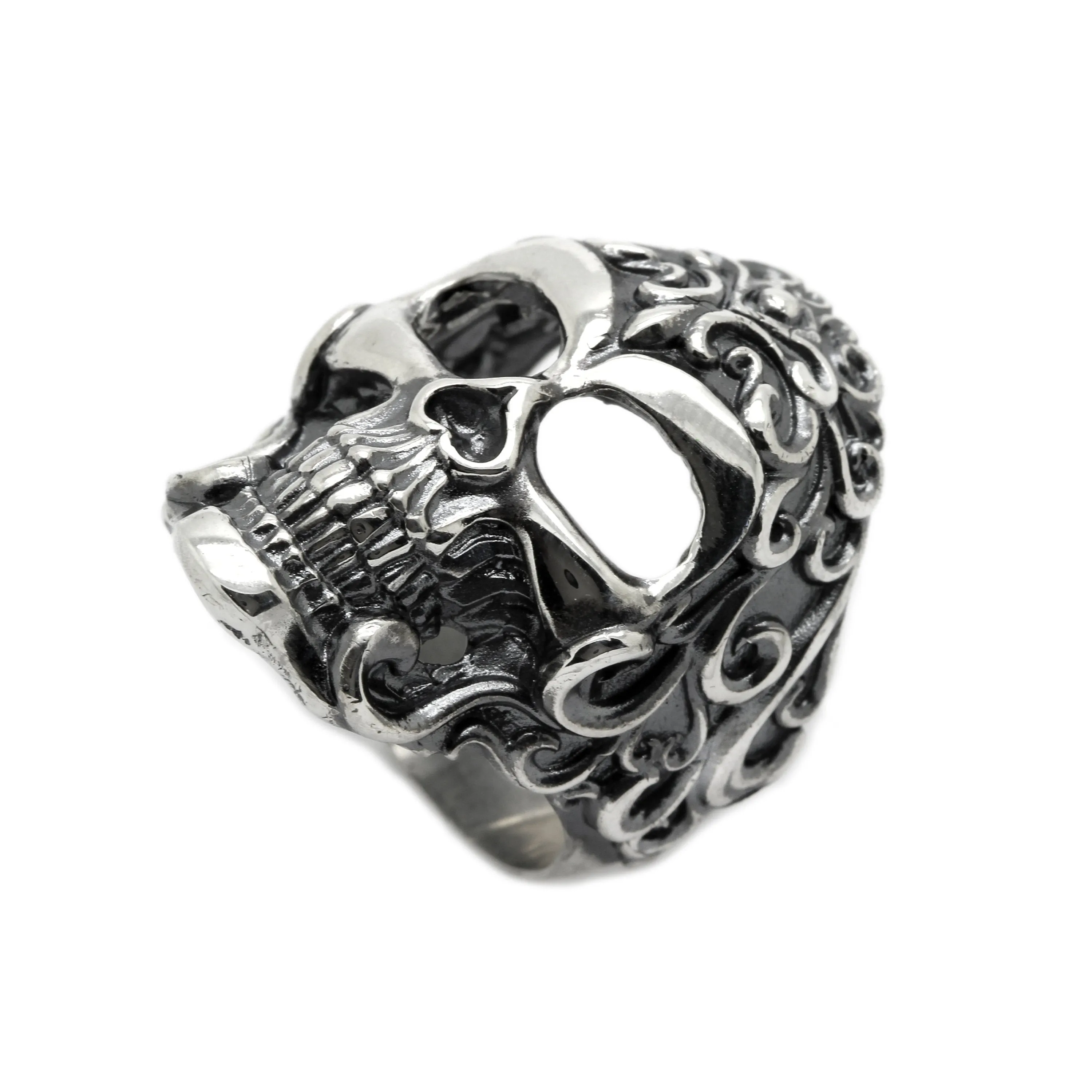 Elegant Skull Ring Men's Silver 925