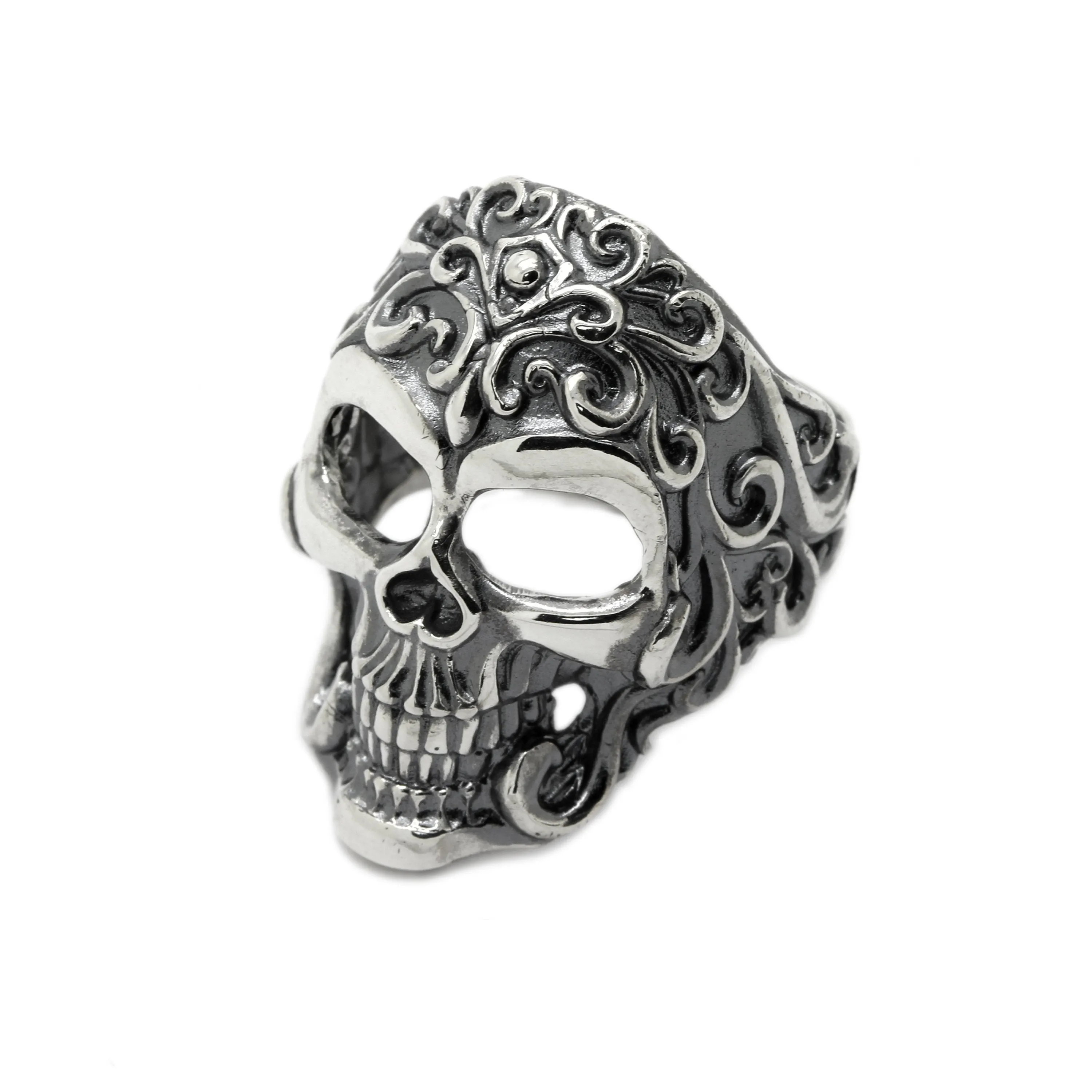 Elegant Skull Ring Men's Silver 925