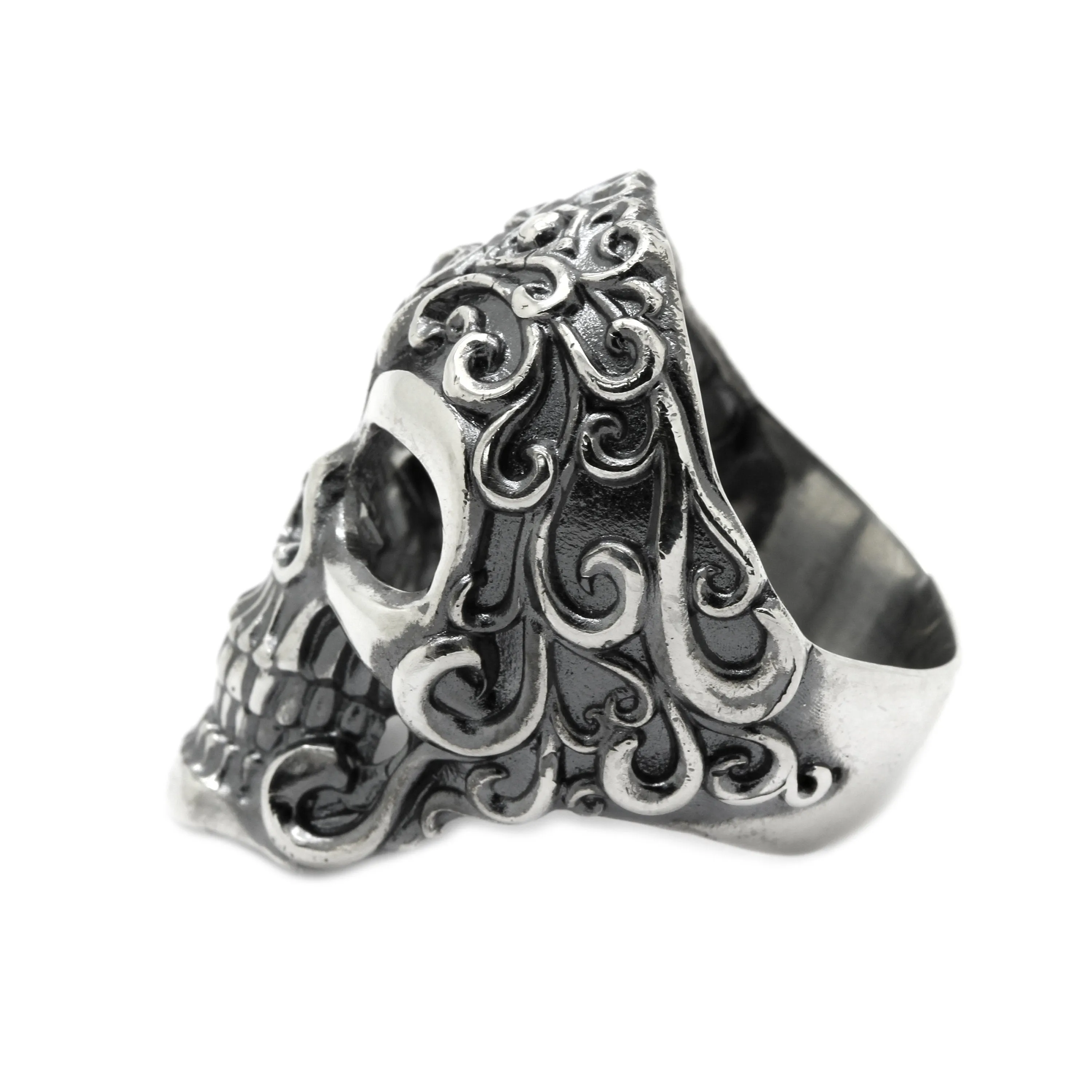 Elegant Skull Ring Men's Silver 925