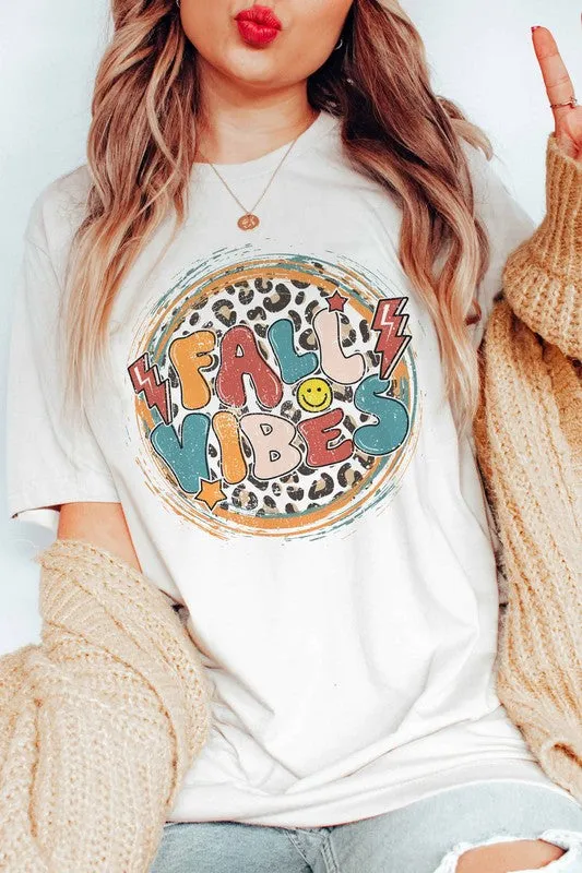 FALL VIBES LEOPARD GRAPHIC TEE PLUS SIZE