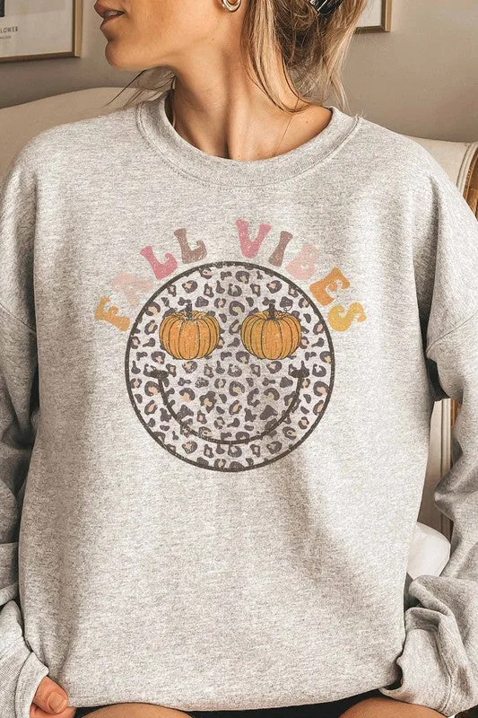 FALL VIBES LEOPARD PUMPKINS SWEATSHIRT PLUS SIZE