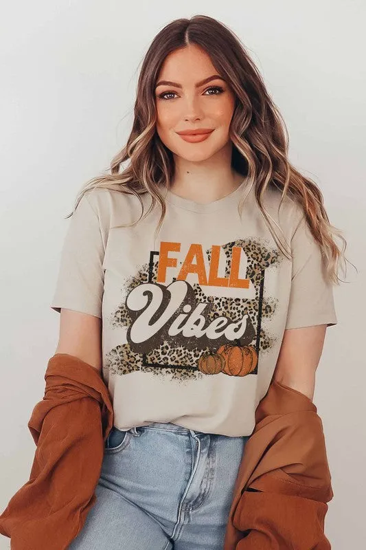 FALL VIBES PUMPKIN LEOPARD GRAPHIC TEE PLUS SIZE