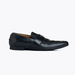 GUCCI BROWN LEATHER WEB DETAIL LOAFERS