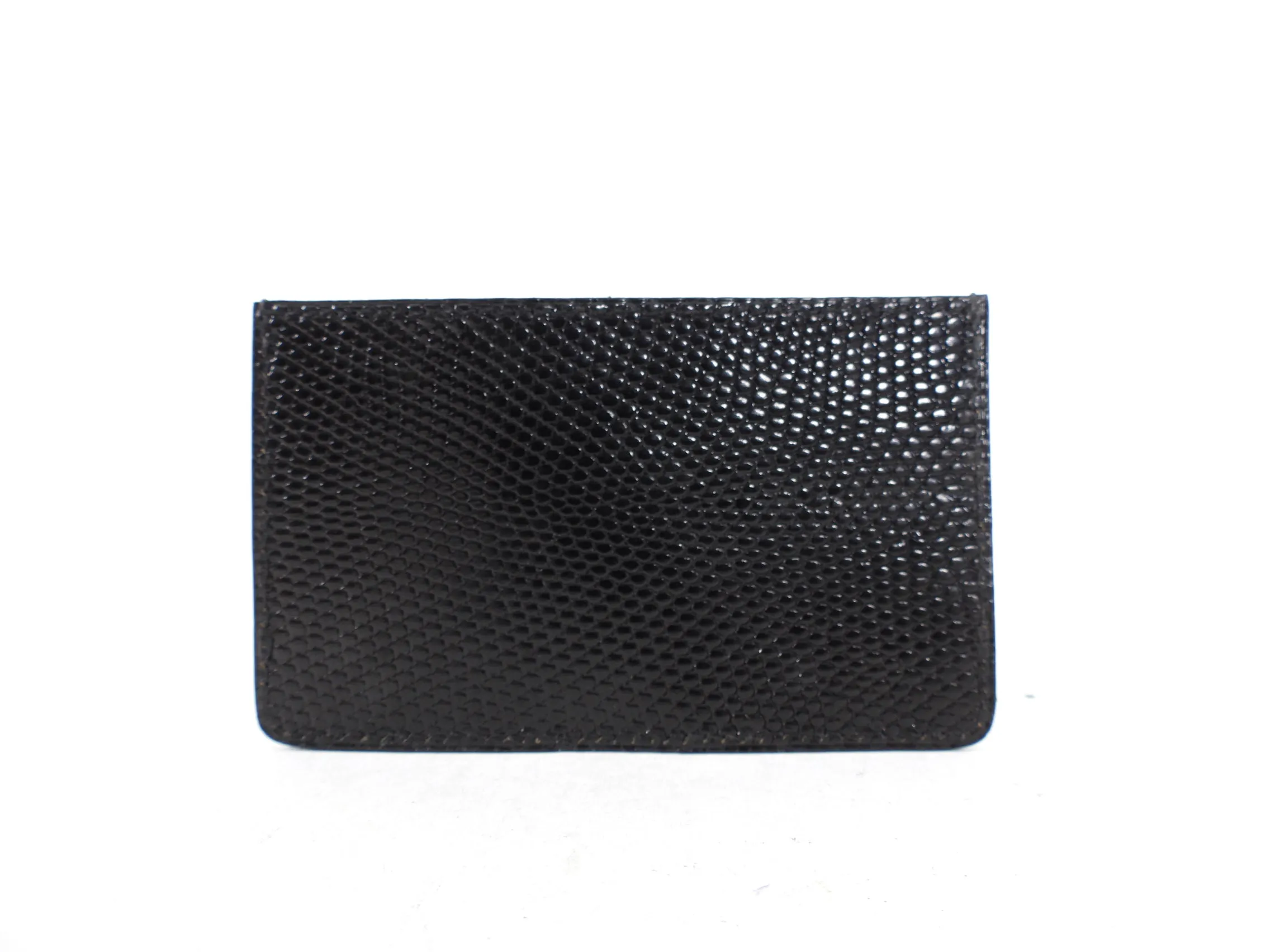 Hermes Vintage 1996 Black Lizard Exotic Single Card Holder