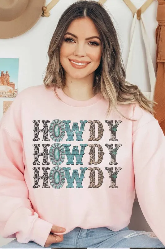 HOWDY LEOPARD GRAPHIC SWEATSHIRT PLUS SIZE