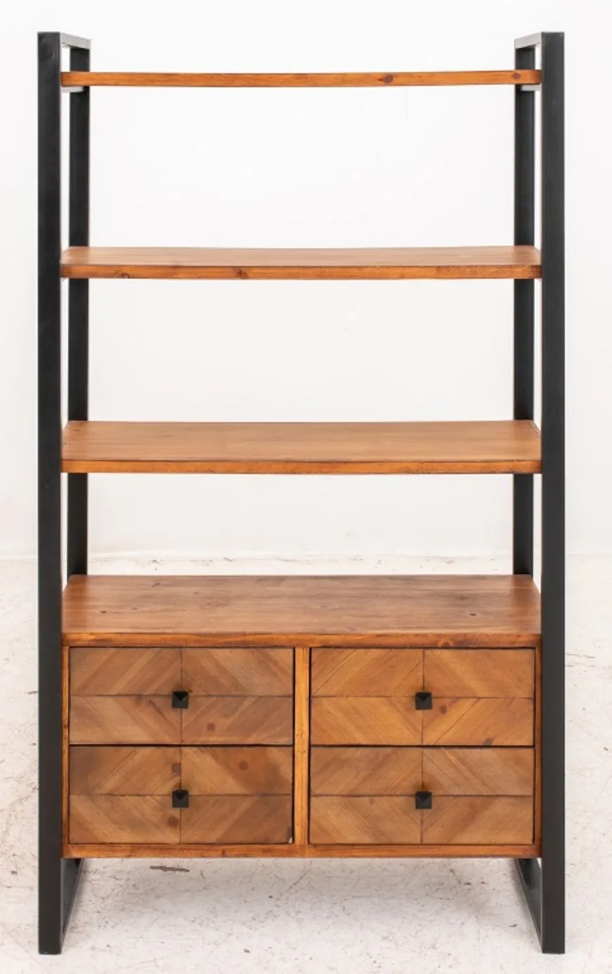 Industrial Loft Style Wood & Metal Bookcase