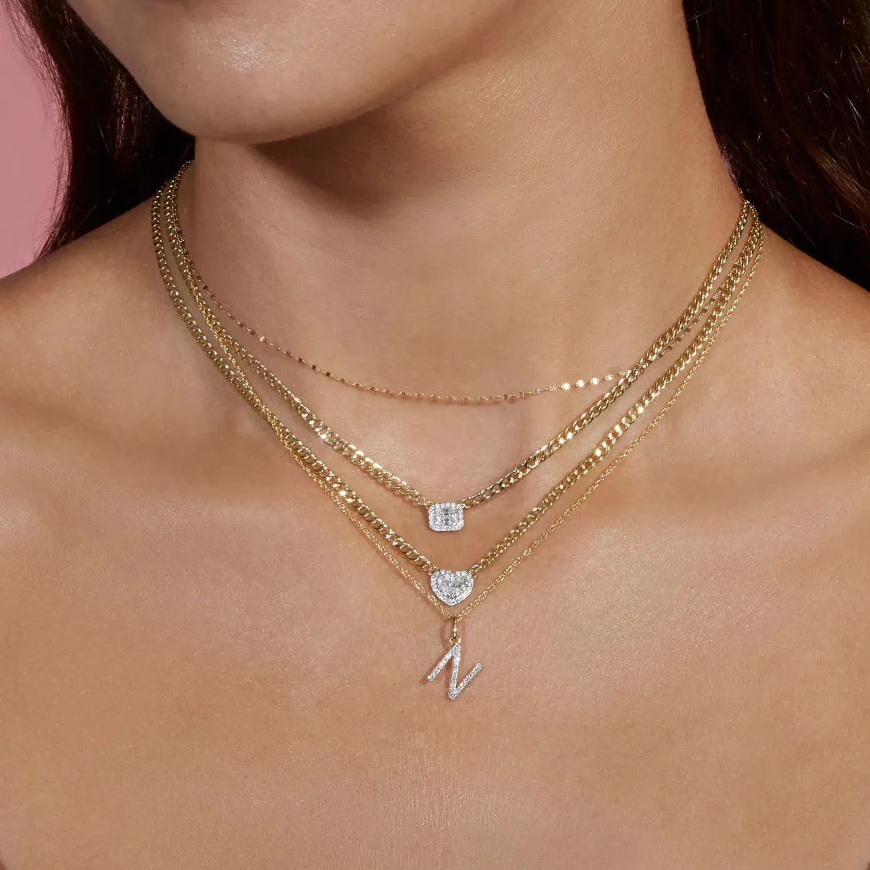 Ingenious Heart Diamond Necklace in 18K Gold Over Sterling Silver