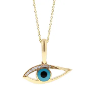 Kabana Kalo Mati 14k Yellow Gold Evil Eye Diamond Pendant GPCF499OXT