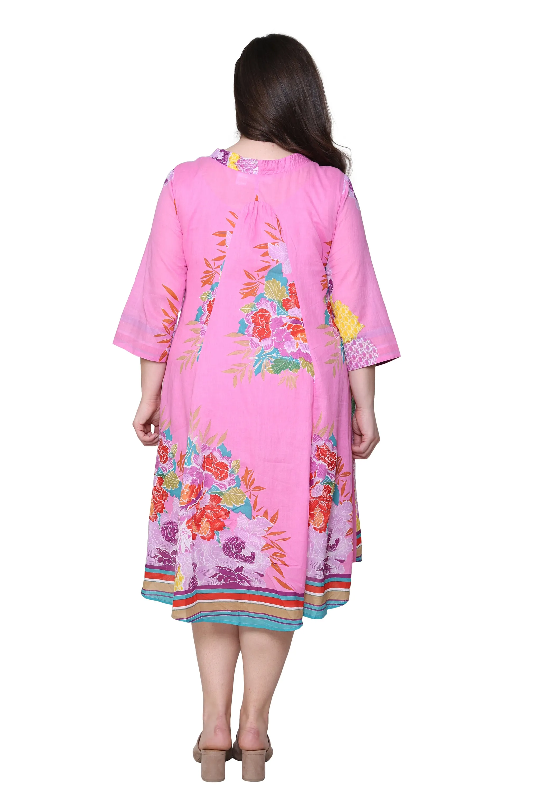 La Cera Plus Size 100% Cotton Printed Plus Size Dress